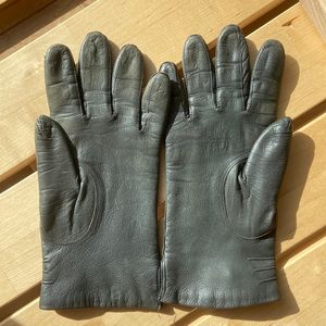 Collectif London Women’s Genuine Leather Gloves Size 7 Stone Grey